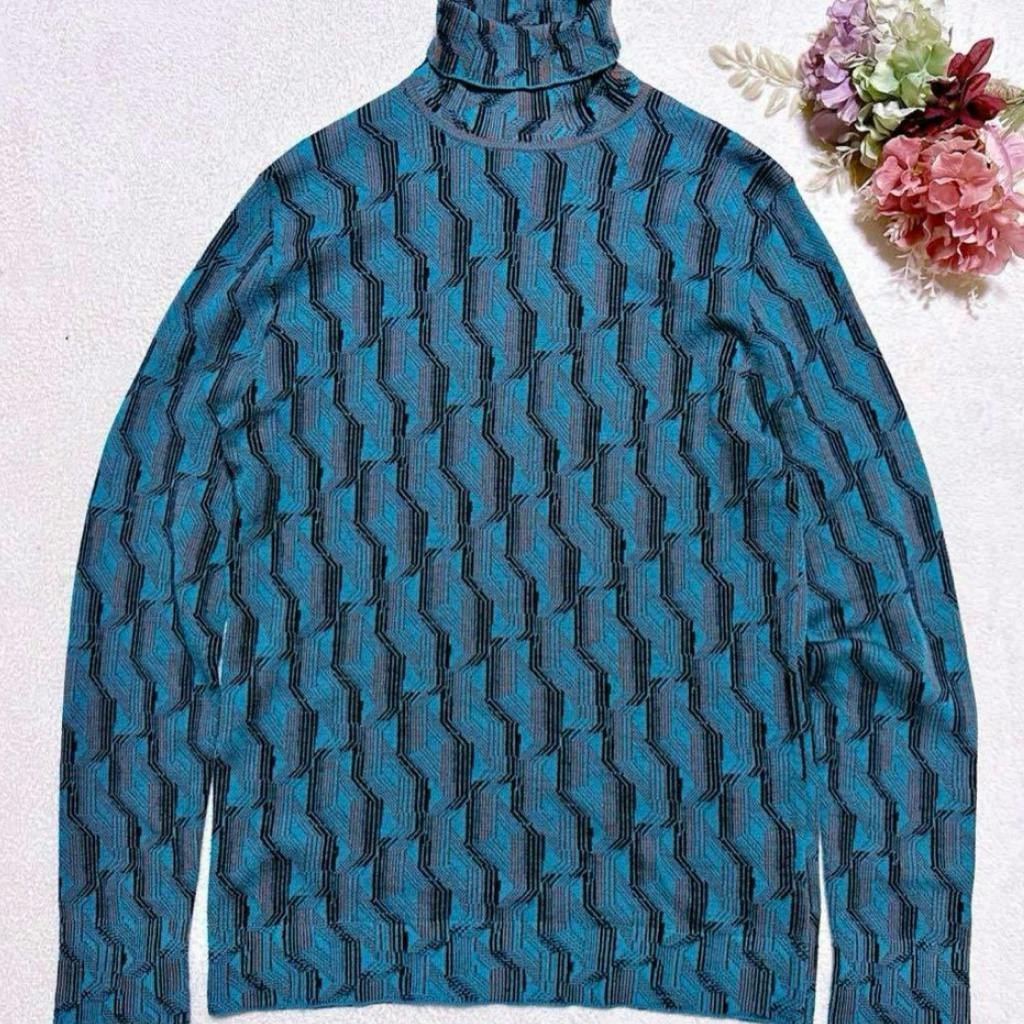 21AW PRADA ウールジャガード タートルネック XL ニット