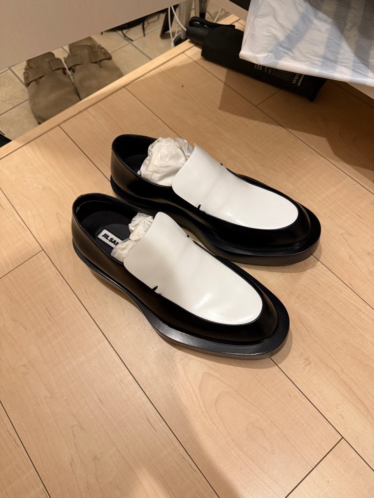 JIL SANDER 24SS ローファー バイカラーブラック×ホワイト