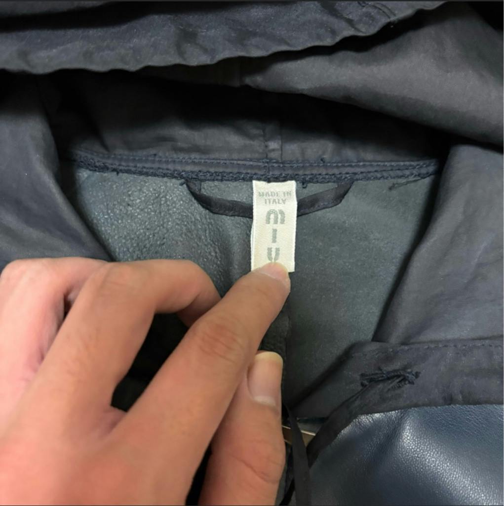 90s MIU MIU leather nylon blouson - ARCHIVESTOCK