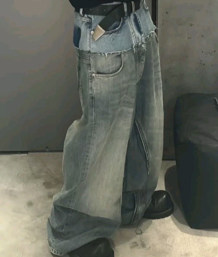 BALENCIAGA◆ミッドライズカーゴジーンズ BALENCIAGA 24AW Cut Up Baggy Denim Pants カットアップバギー