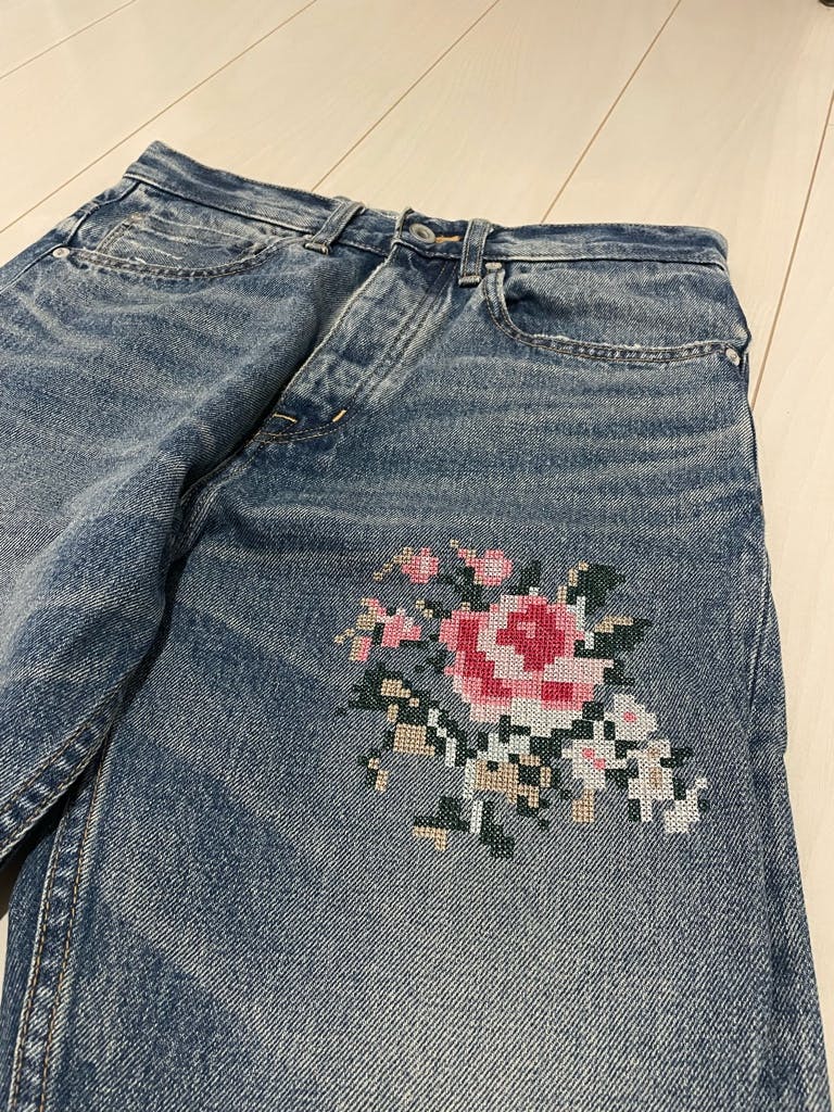 パンツ dairiku flower denim sold out】dairiku Flower デニムパンツ インディゴ - ARCHIVESTOCK