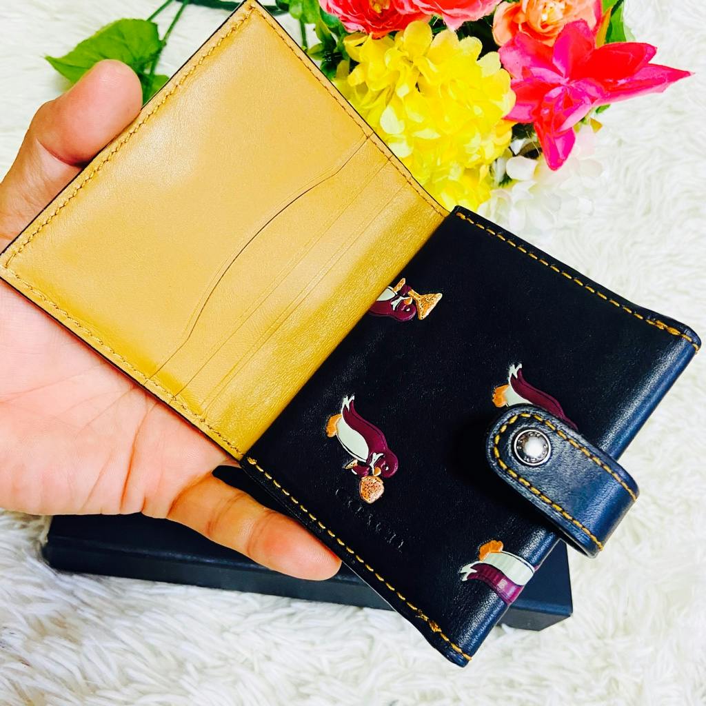 本革✨COACH✨コーチ✨財布✨ペンギン✨シャンパン✨グラブタンレザー
