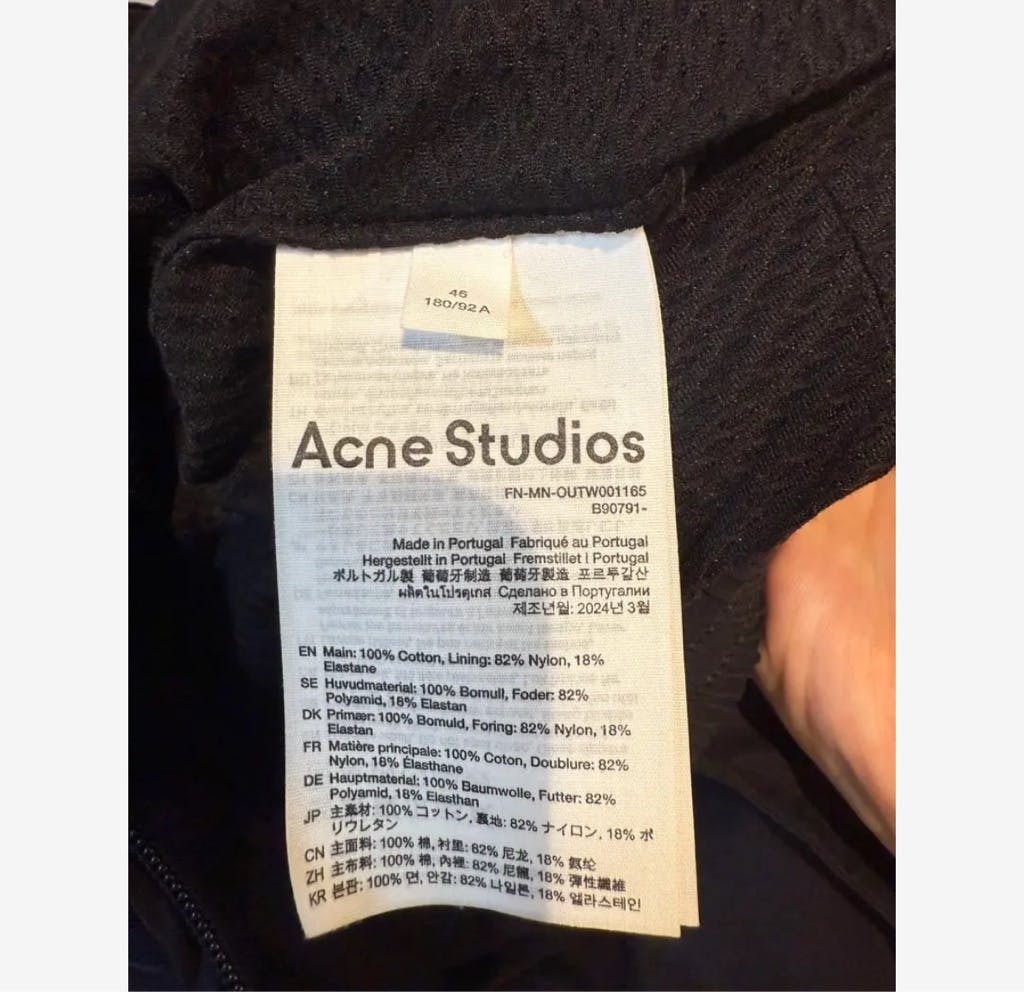 acne studios アグネストゥディオス ロゴジッパージャケット 46