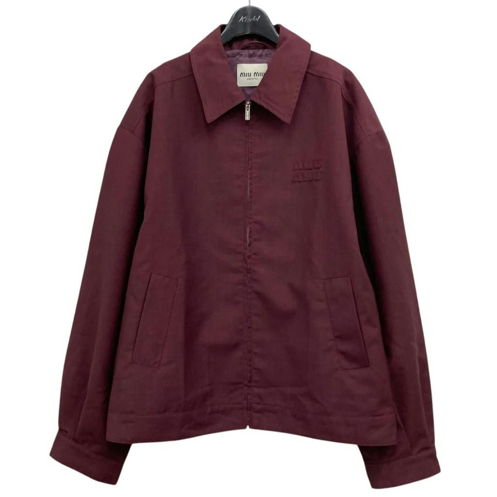 24ss miu miu モヘアブルゾン MIU MIUミュウミュウ 24SS ロゴワッペン ジップアップ モヘア