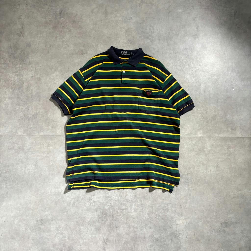 90s peada boarder polo ポロシャツ archive 90s POLO BY RALPH LAUREN border polo shirt Made in USA
