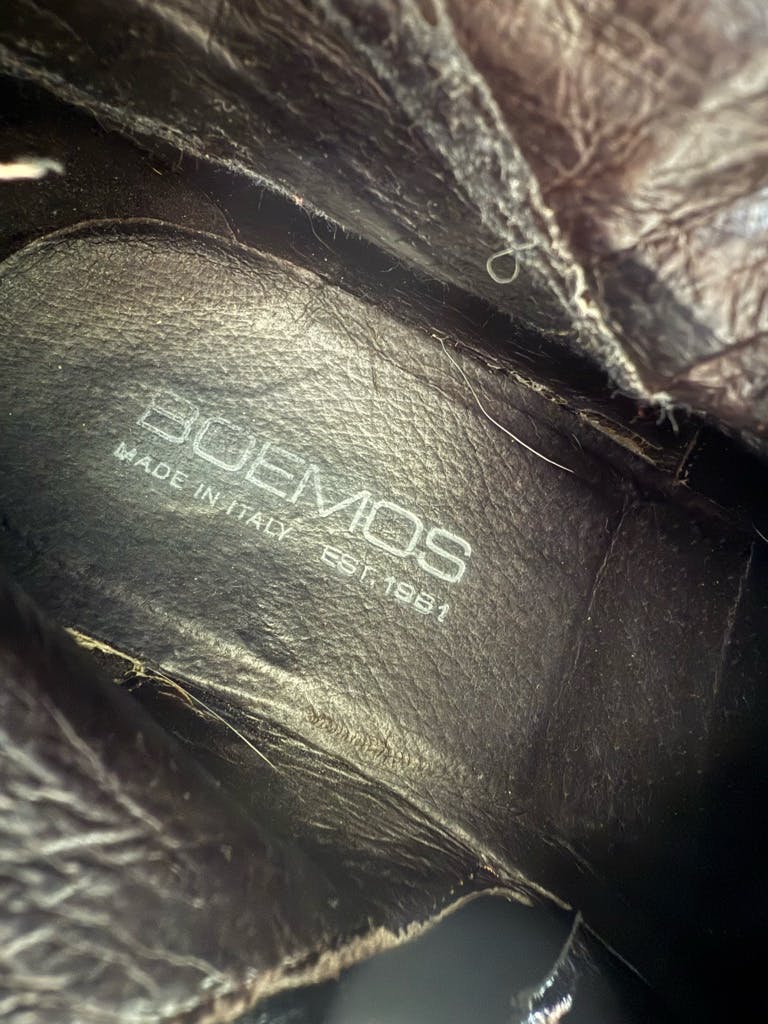 靴 BOEMOS Archive Black Leather Boots BOEMOS Archive Black Wrinkled Leather Boots - ARCHIVESTOCK
