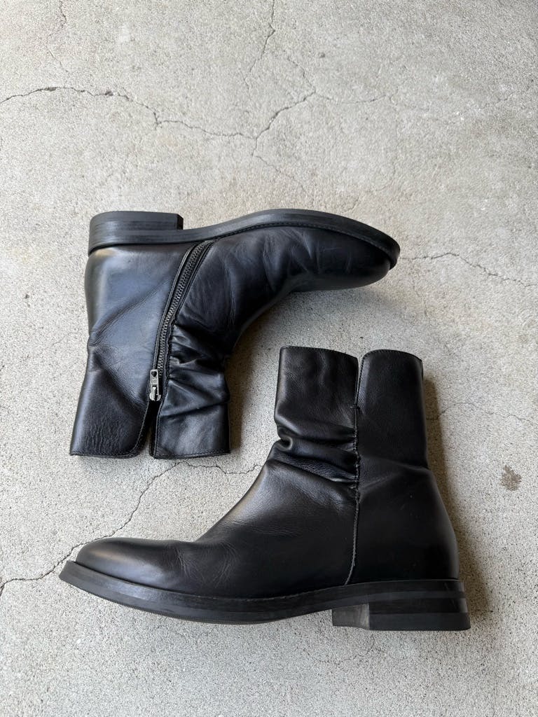 BOEMOS Archive Black Wrinkled Leather Boots - ARCHIVESTOCK
