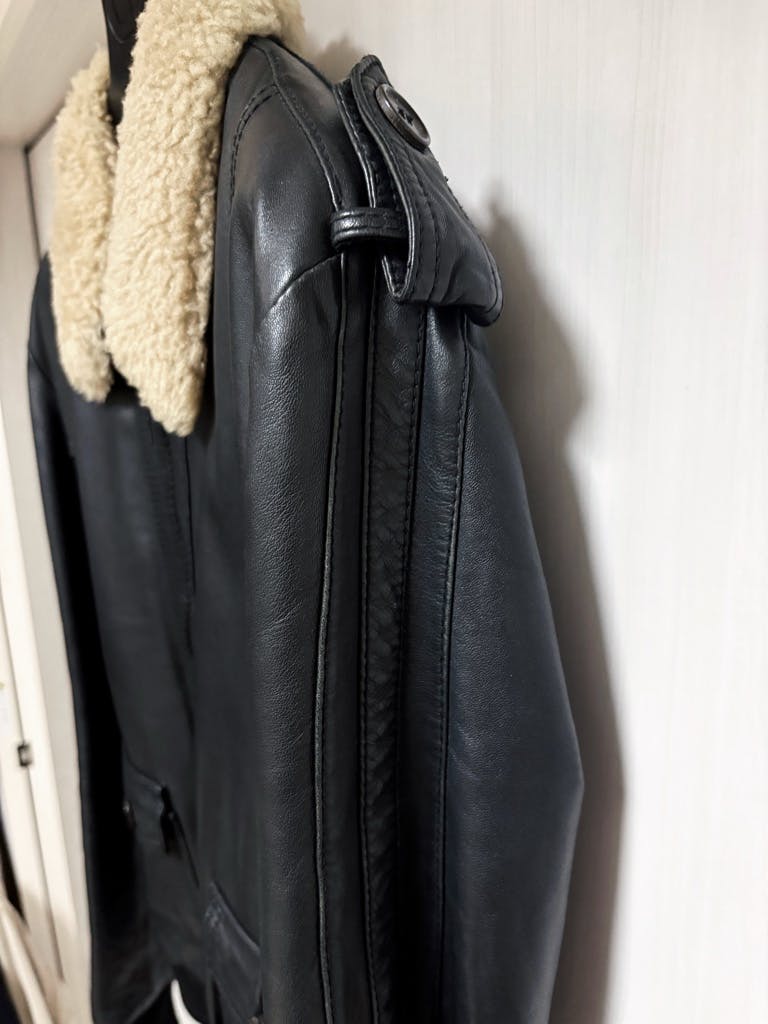 05AW 袖ライン ボアレザージャケット ディオールオム Dior Homme