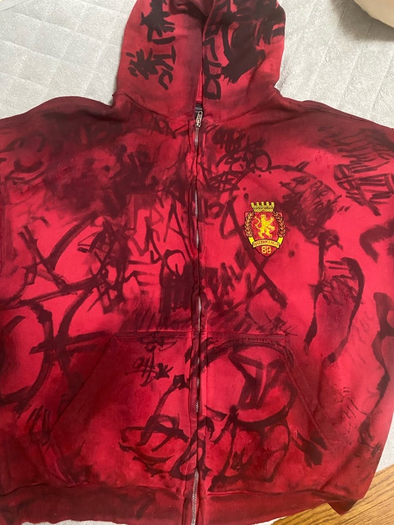 トップス balenciaga skater zip up hoodie red Balenciaga Skater Zip Up Hoodie | Tie-Dye Hoodie Red