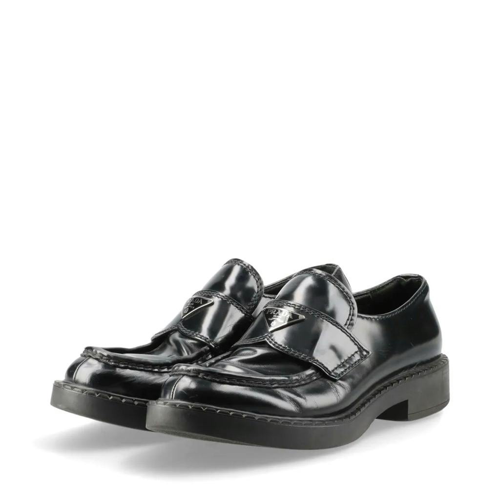 正規品◇PRADA プラダ チョコレート レザー ローファー トライアングル