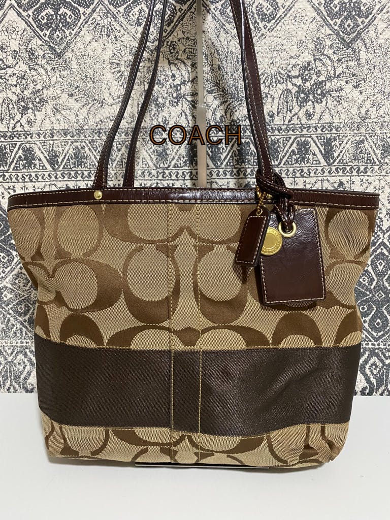 COACH コーチ ハンドバッグ 10124 ブラウン系 キャンバス×レザー COACH コーチ ハンドバッグ 10124 ブラウン系 キャンバス×レザー
