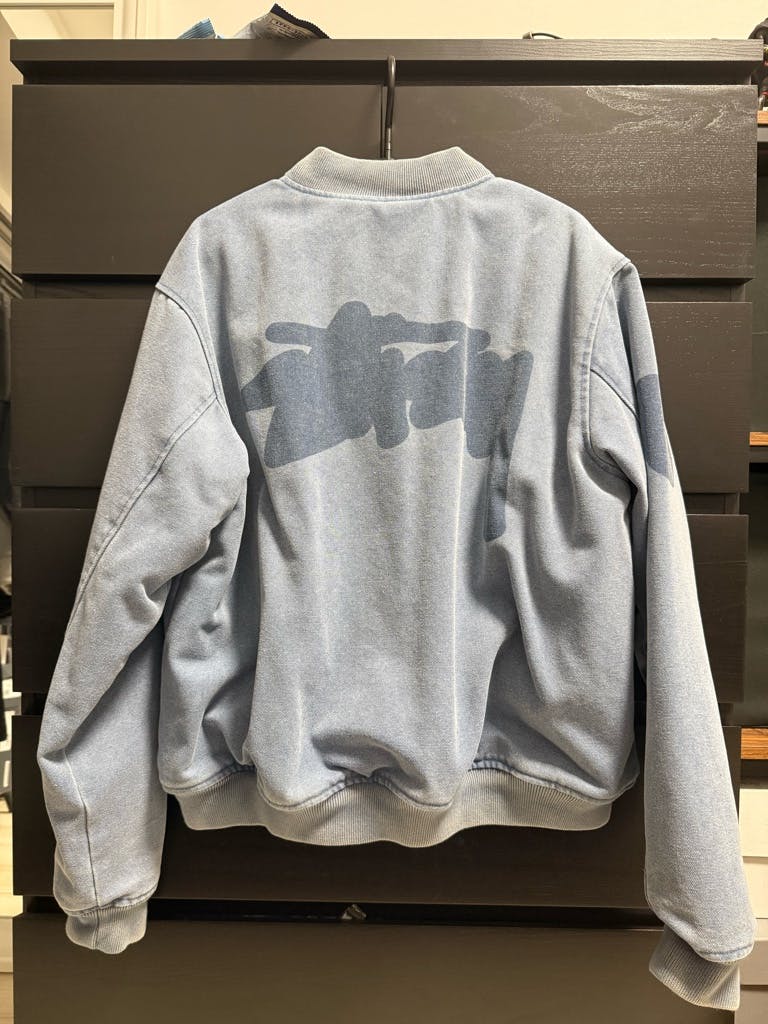 STUSSY GHOST LOGO CANVAS VARSITY JACKET - ARCHIVESTOCK