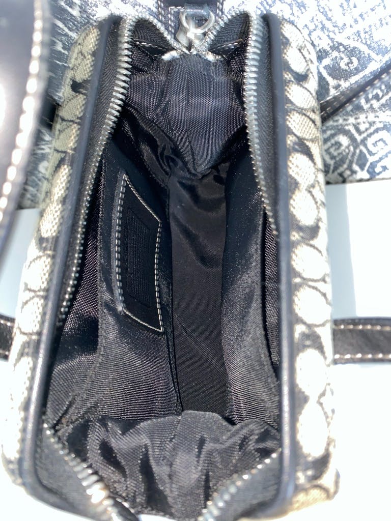 【良品】COACH コーチ ミニシグネチャー キャンバス×レザー ハンドバッグ 良品】COACH コーチ ミニシグネチャー キャンバス×レザー