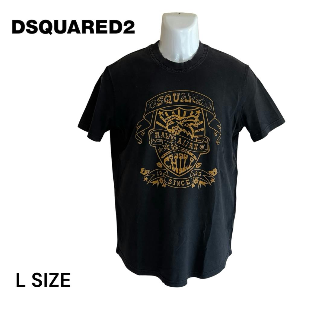 DSQUARED2 ブラック Tシャツ Lサイズ DSQUARED2 ディースクエアード Tシャツ メンズ 半袖 クール
