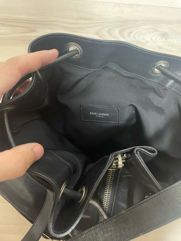 saint laurent parisライダースレザーバケットバッグblack