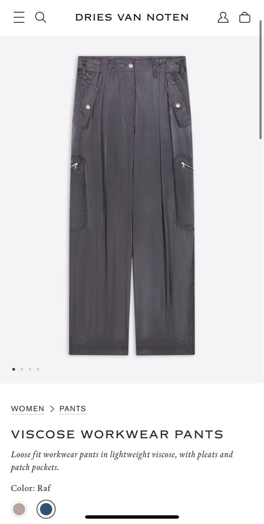 Dries Van Noten ビスコース カーゴパンツ DRIES VAN NOTEN】SS23 ワイド カーゴパンツ Black 送料関税込