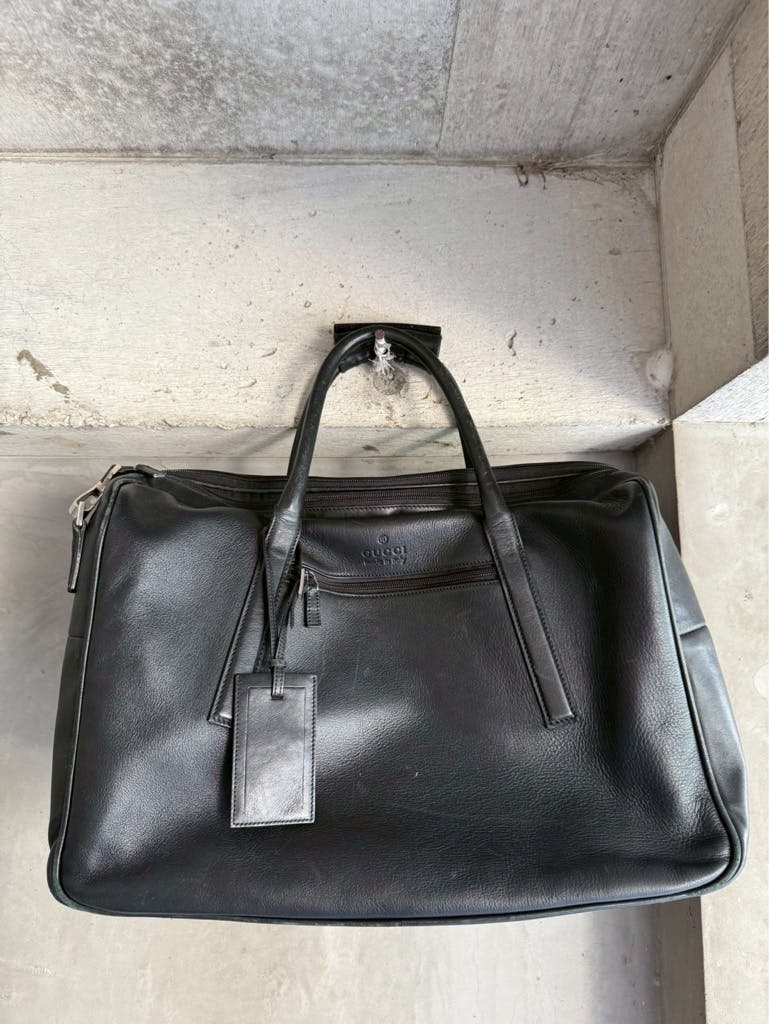 GUCCI BY TOM FORD ARCHIVE BLACK LEATHER BOSTON BAG