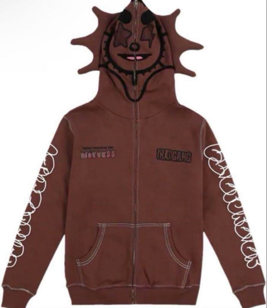 Glo Gang ブラウンパーカー Sサイズ Glo Man Full Zip Hoodie (Brown)