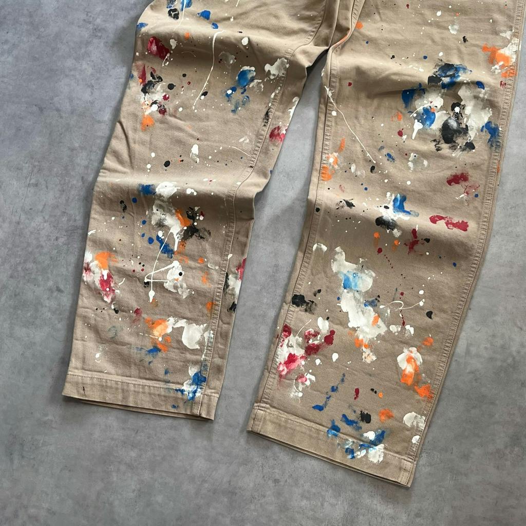 コムデギャルソン オム ペイント加工パンツ コットンパンツ ベージュ