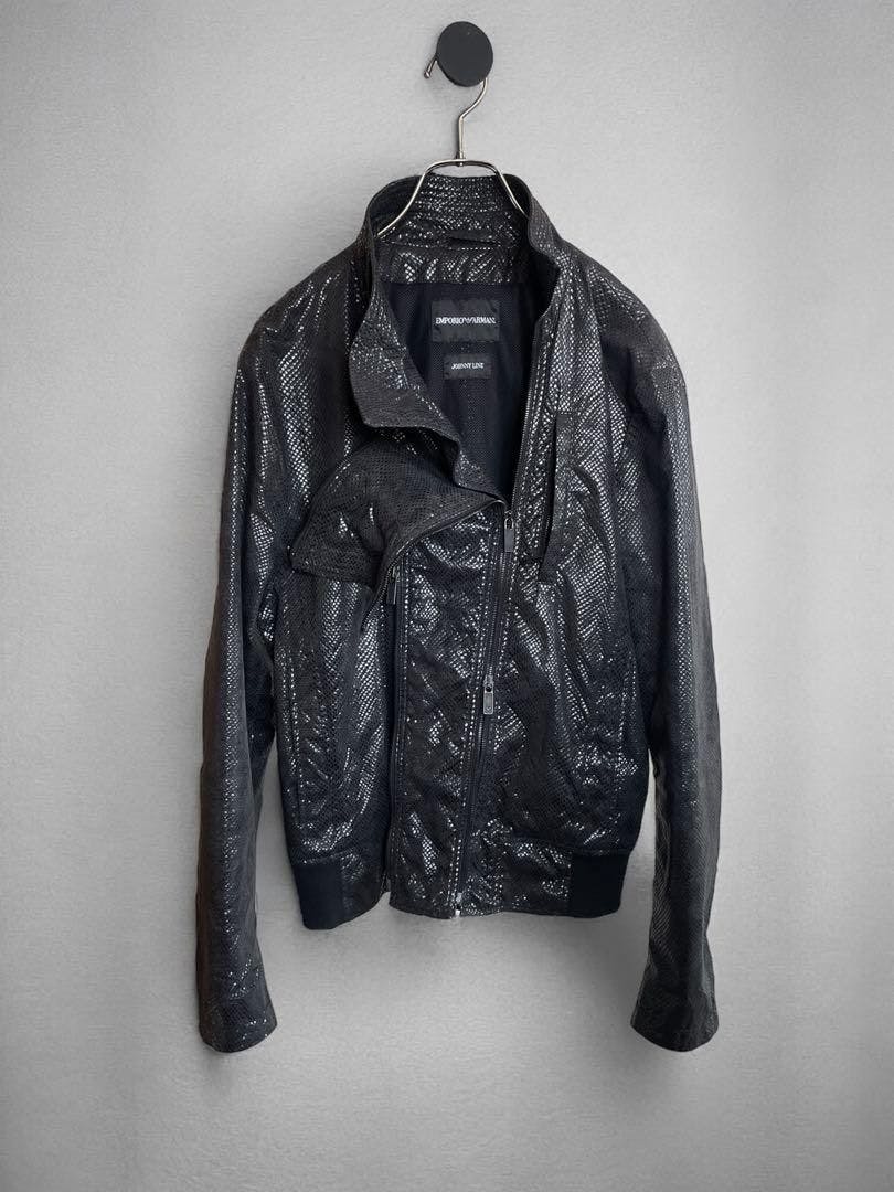 ジャケット・アウター SS2005 EMPORIO ARMANI Scorpion Jacket Emporio Armani Zipped Leather Jacket | Black | FARFETCH