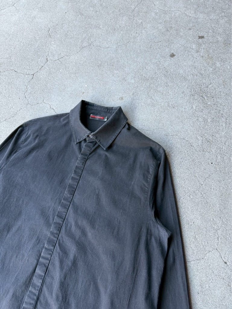 PRADA SPORT 00's Archive Fly Front Black Shirt - ARCHIVESTOCK