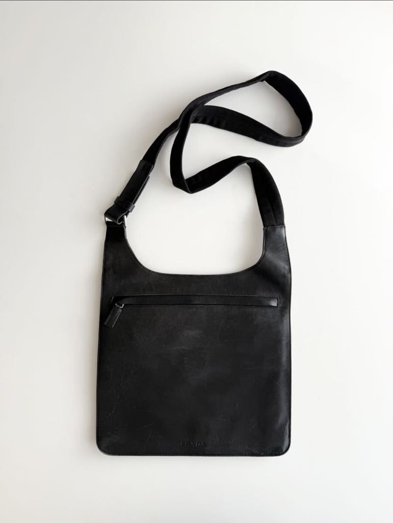 1999 prada leather shoulder bag black - ARCHIVESTOCK