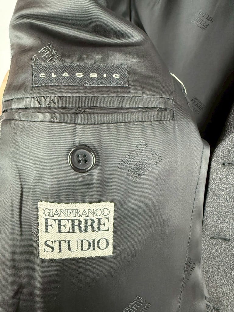 90's GIANFRANCO FERRE Archive Virgin Wool Dark Gray Tailored