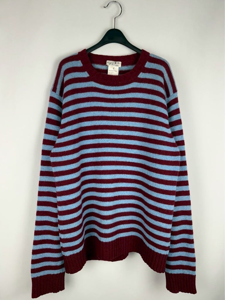 90's agnes b. homme Vintage Oversized Border Wool Knit
