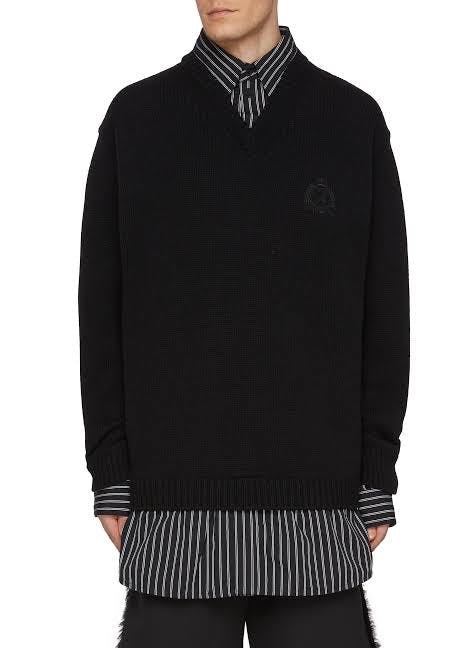BALENCIAGA ブラック長袖シャツ BALENCIAGA オーバーサイズ ストライプ シャツ 長袖 38 ブラック
