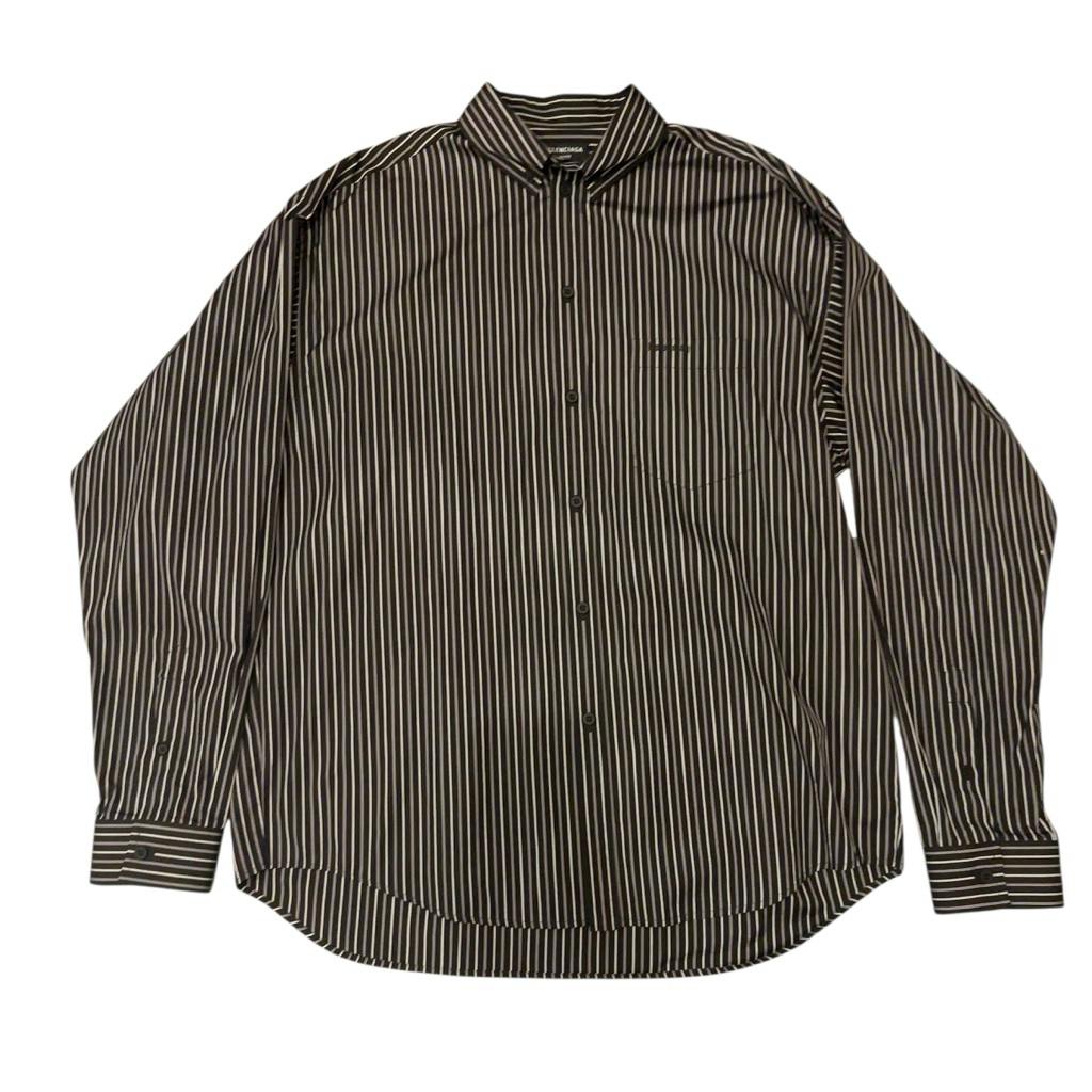 【BALENCIAGA】オーバーサイズ シャツ サイズ2 ブラック グレー/ブラック の メンズ Balenciaga オーバーサイズ シャツ