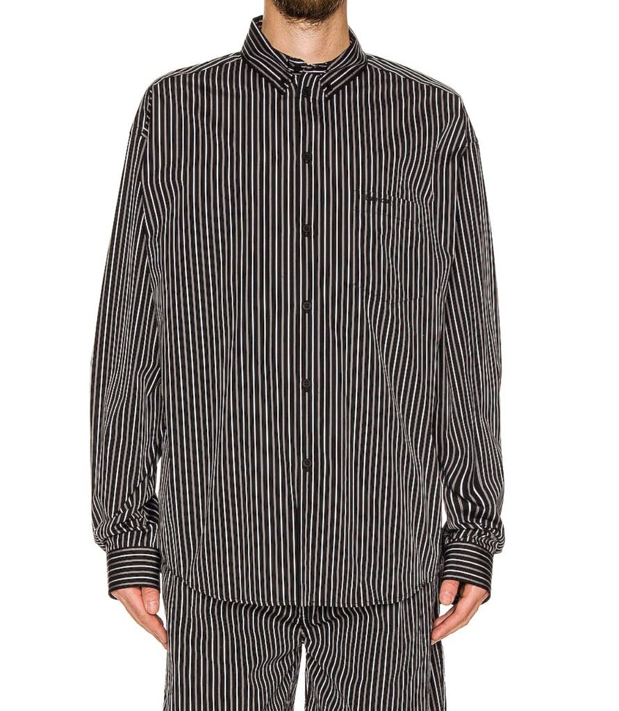 BALENCIAGA オーバーサイズ ストライプ シャツ 長袖 38 ブラック