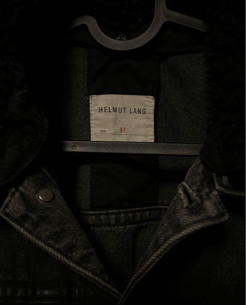 Helmut Lang Fur Collar Wax Denim Jacket コーティングデニム