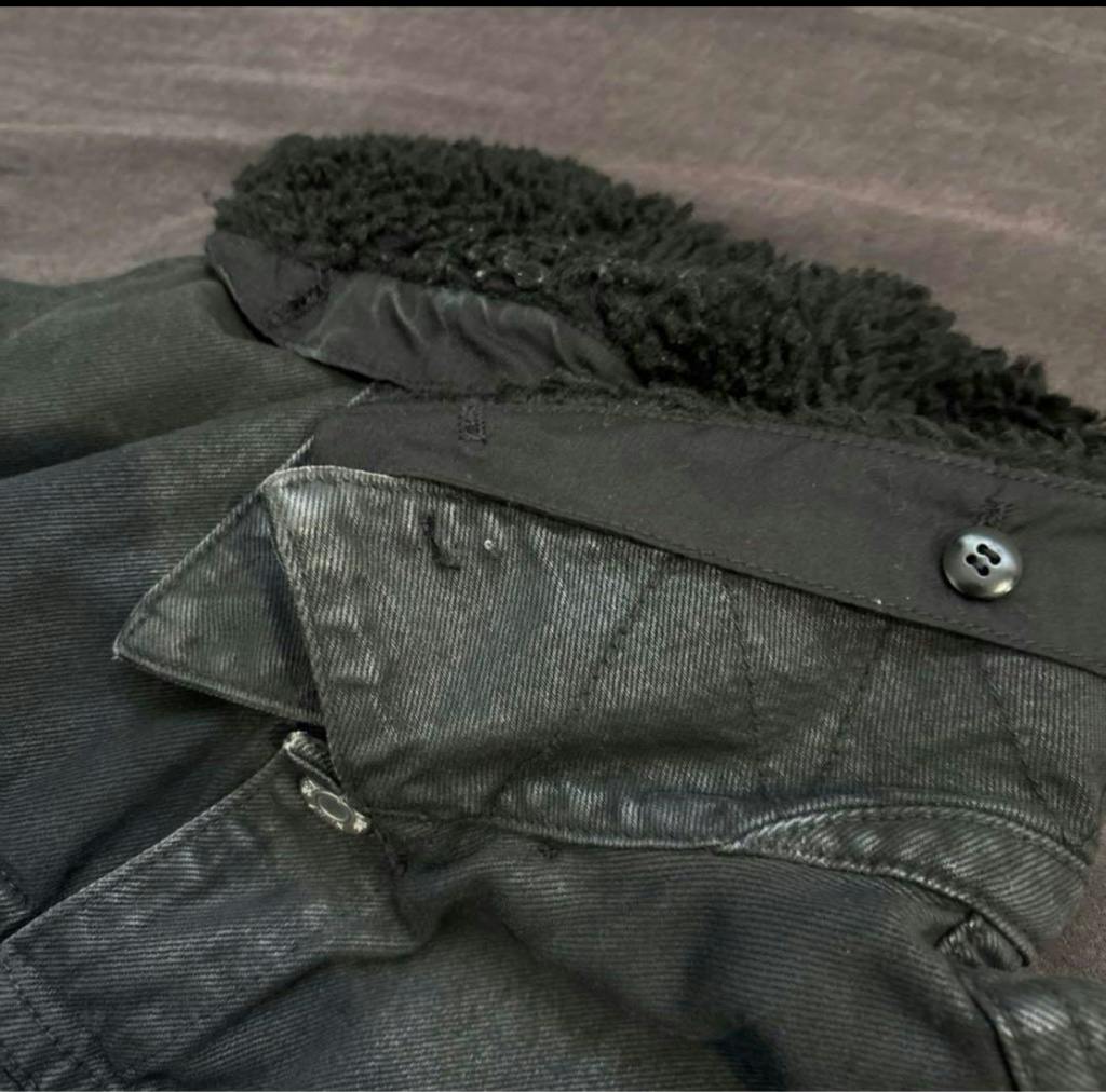 Helmut Lang Fur Collar Wax Denim Jacket コーティングデニム