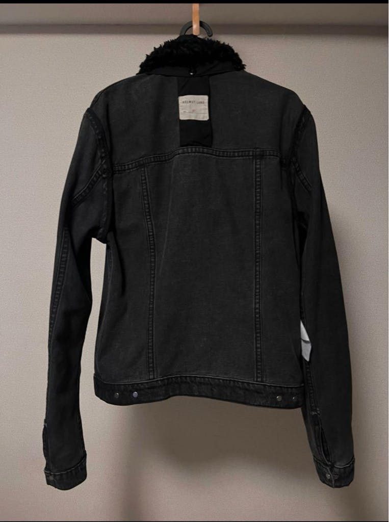 Helmut Lang Fur Collar Wax Denim Jacket コーティングデニム