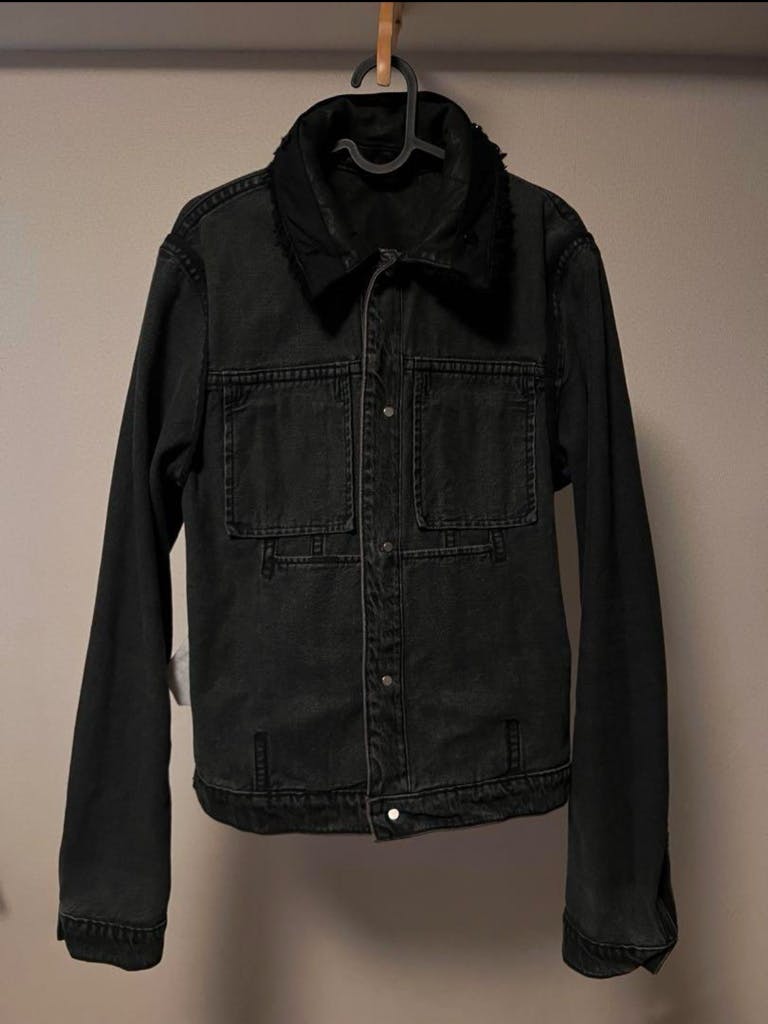 Helmut Lang Fur Collar Wax Denim Jacket コーティングデニム