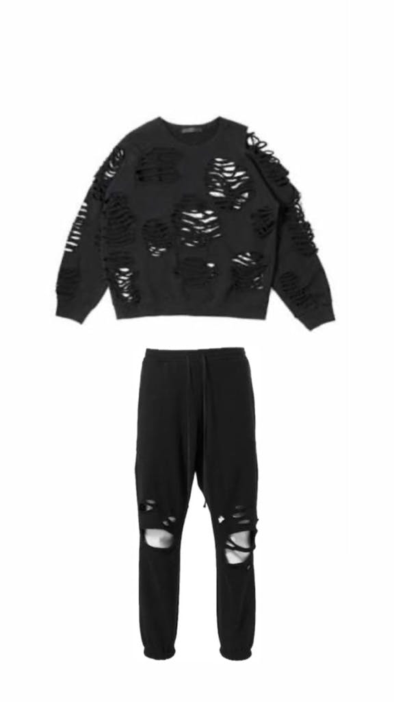 jun nakayama ダメージスウェット　セットアップ　BLACK jun nakayama ダメージスウェット セットアップ BLACK