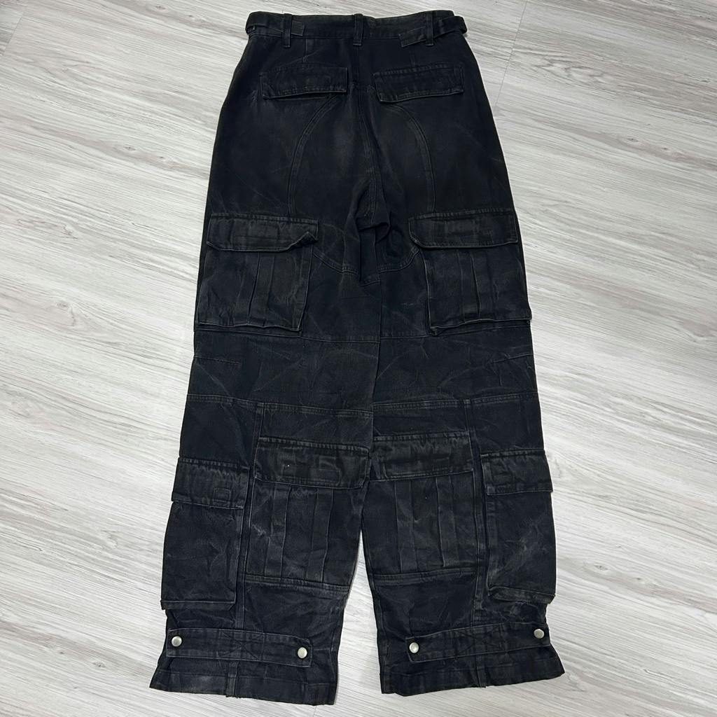 PROJECT G/R Crinkle Denim Cargo Pants Black - ARCHIVESTOCK