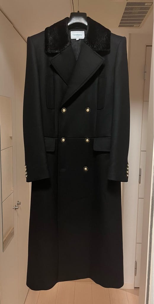 Casablanca 23aw ブラックファーダブルブレストコート - ARCHIVESTOCK