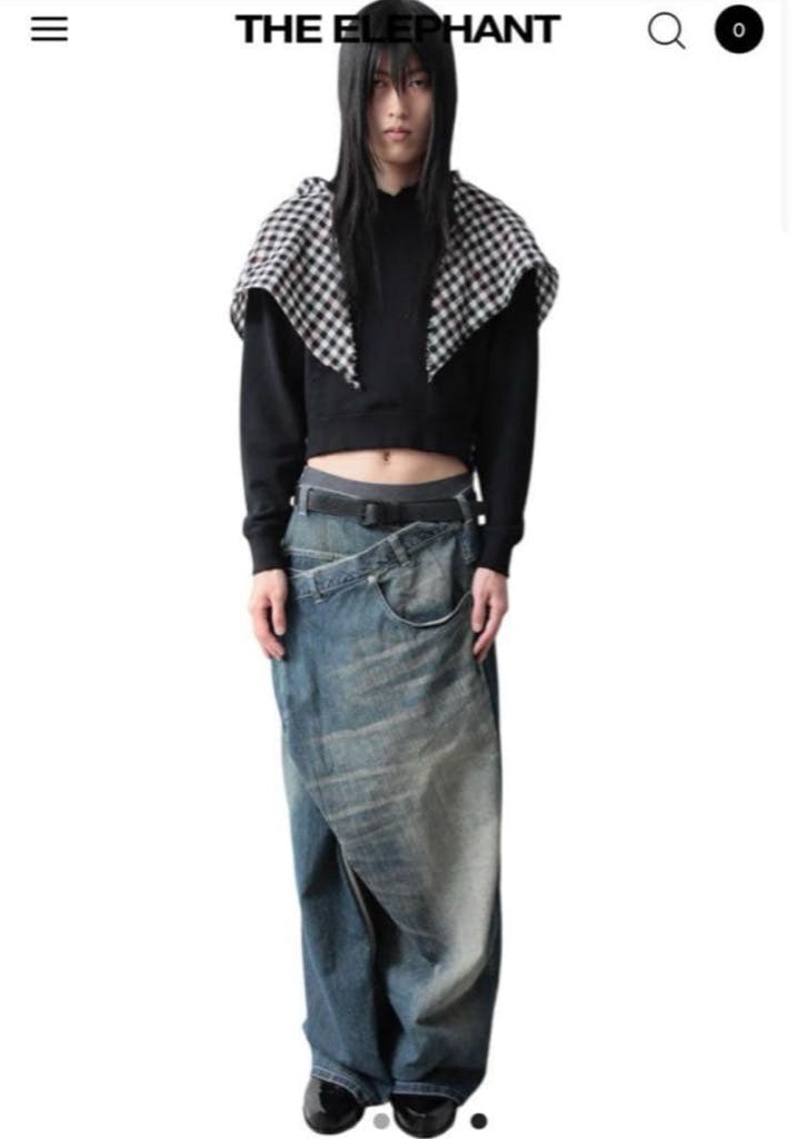 ORIMI OVERLAP BUGGY DENIM PANTS Indigo