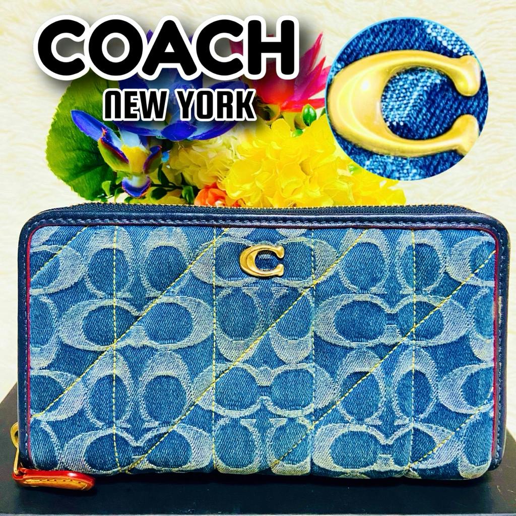 CA539✨デニム✨COACH✨コーチ✨長財布✨ラウンドファスナー✨シグネチャー デニム✨COACH✨コーチ✨長財布✨ラウンドファスナー✨シグネチャー