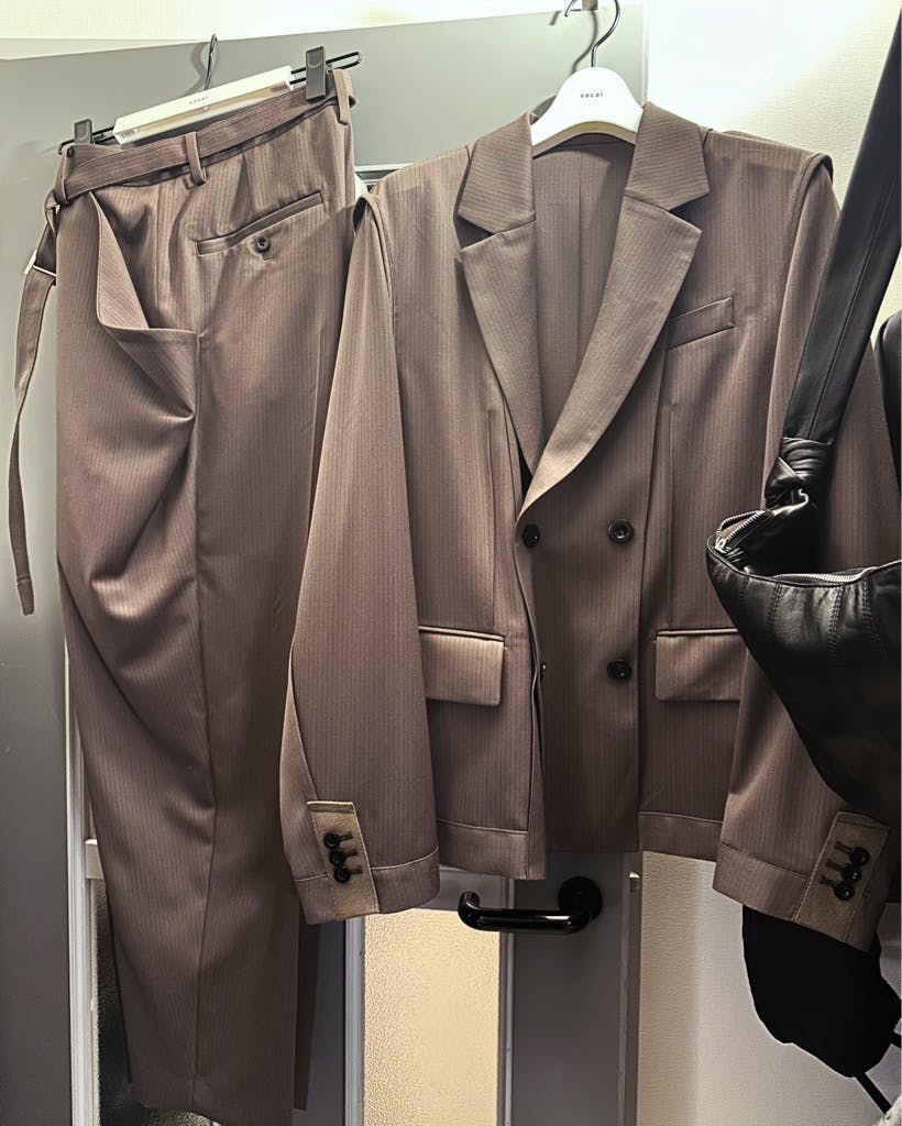 sacai 25ss Doeskin Jacket & Pants セットアップ Taupe サイズ1