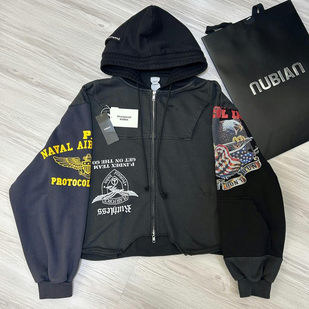Protocol Index UPSIDE DOWN ZIP HOODIE / MULTI BLK ジップパーカー