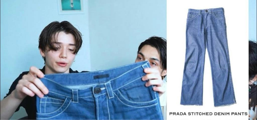 メンズ 【PRADA】2015SS STITCHED DENIM PANTS 28