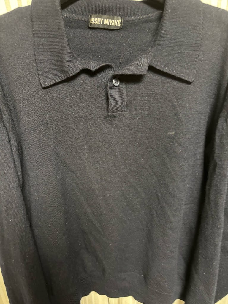 80s ISSEY MIYAKE wool knit polo - ARCHIVESTOCK