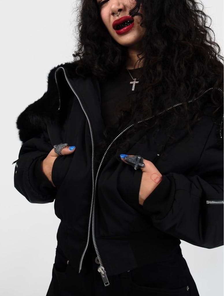 ジャケット・アウター nomassprod CROPPED FUR BOMBER JACKET M CROPPED FUR BOMBER JACKET | NO MASS PROD.