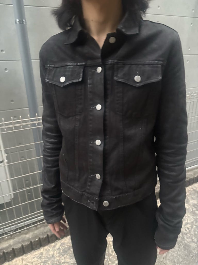 HELMUT LANG size 46 1999 extra sleeve wax coating denim jacket