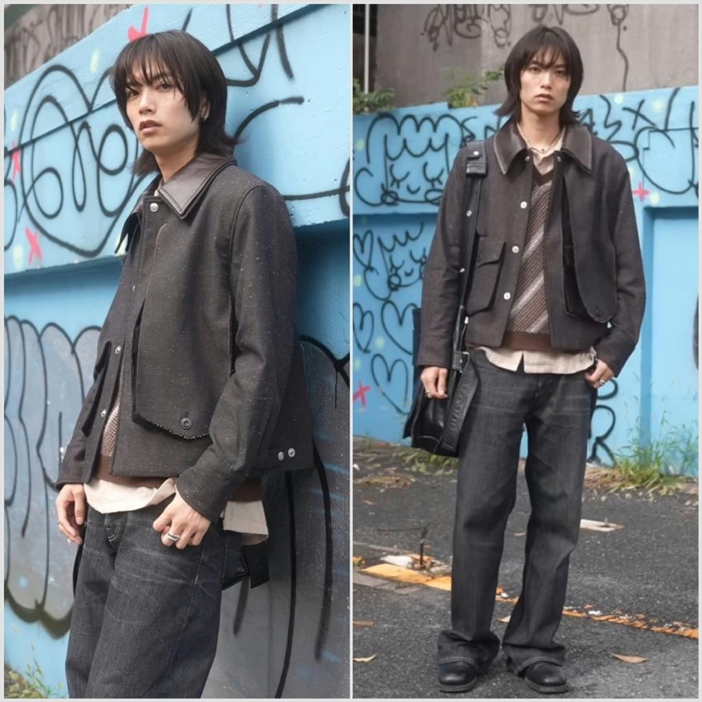 NULLUS】25AW PEELED OFF JACKET IN BROWN - ARCHIVESTOCK