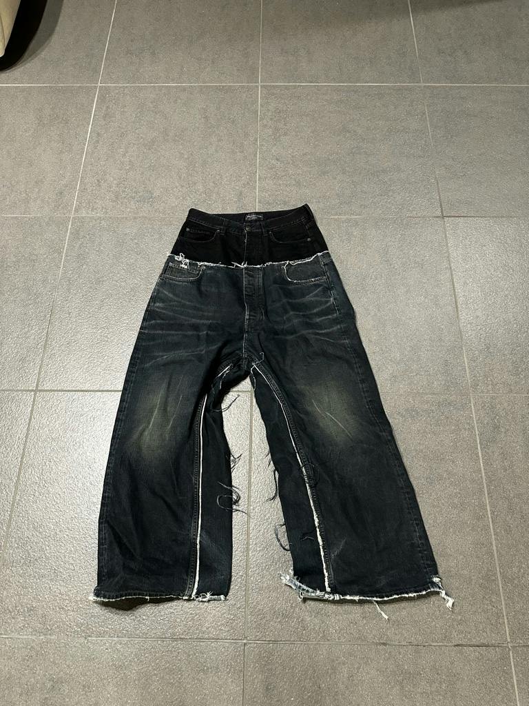 Balenciaga cut up baggy pants black 確実正規品 - ARCHIVESTOCK