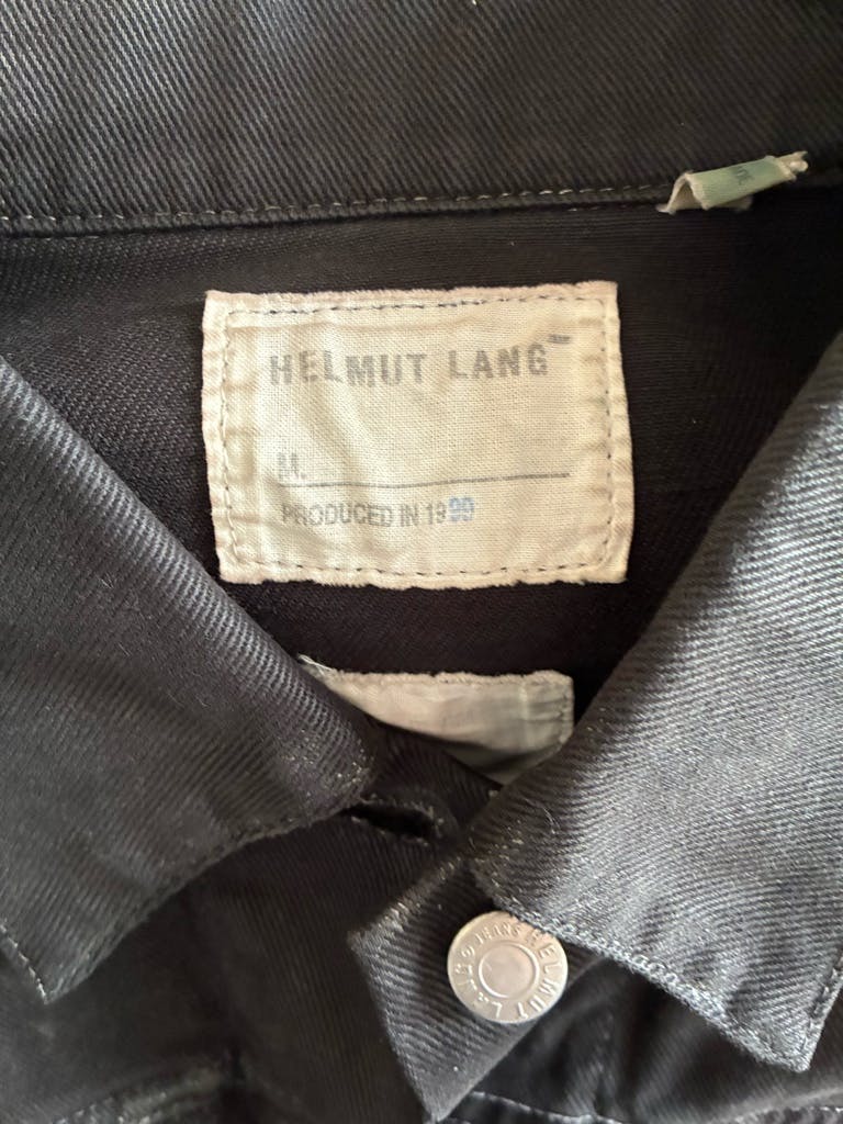 HELMUT LANG size 46 1999 extra sleeve wax coating denim jacket