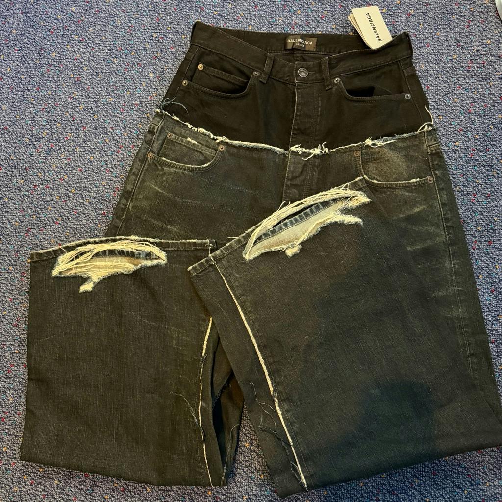 24AW BALENCIAGA Cut Up Baggy Denim Pants - ARCHIVESTOCK